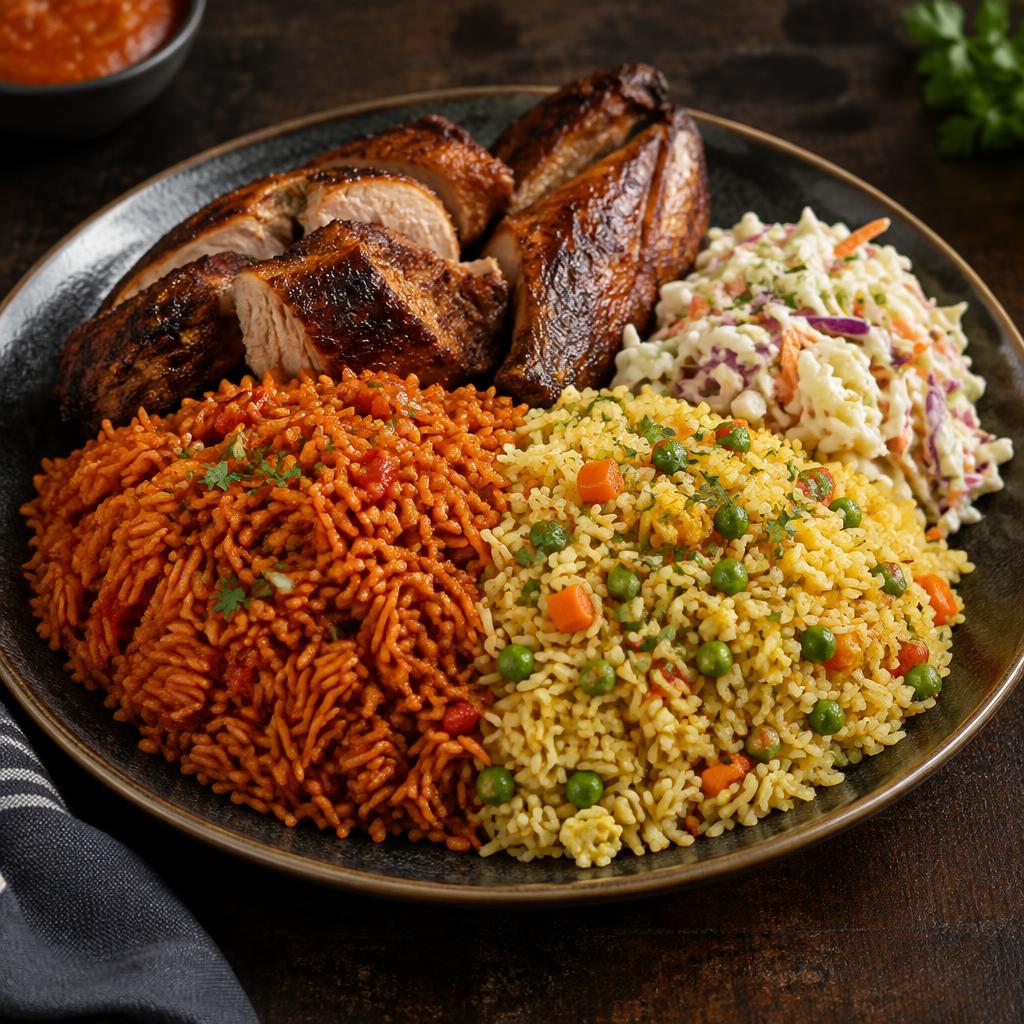 Jollof Fried rice combo with turkey (coleslaw)