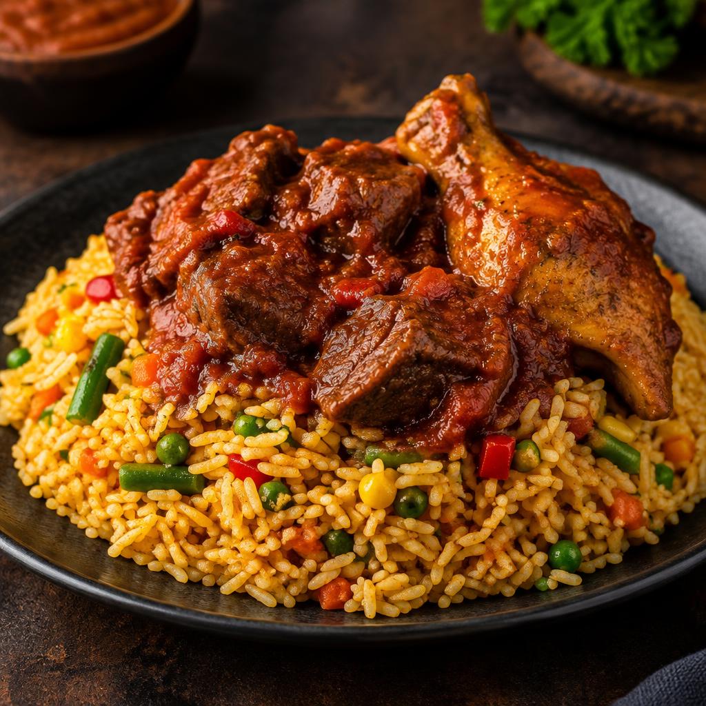 Fried rice with beef/chicken sauce