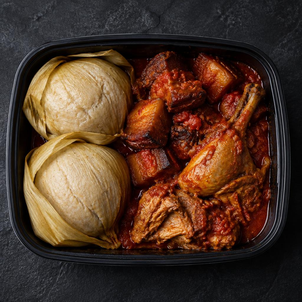 Kenkey with Pork & Turkey